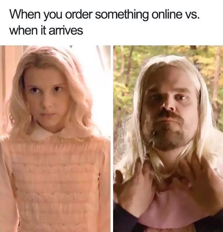 Online shopping meme, Stranger Things joke