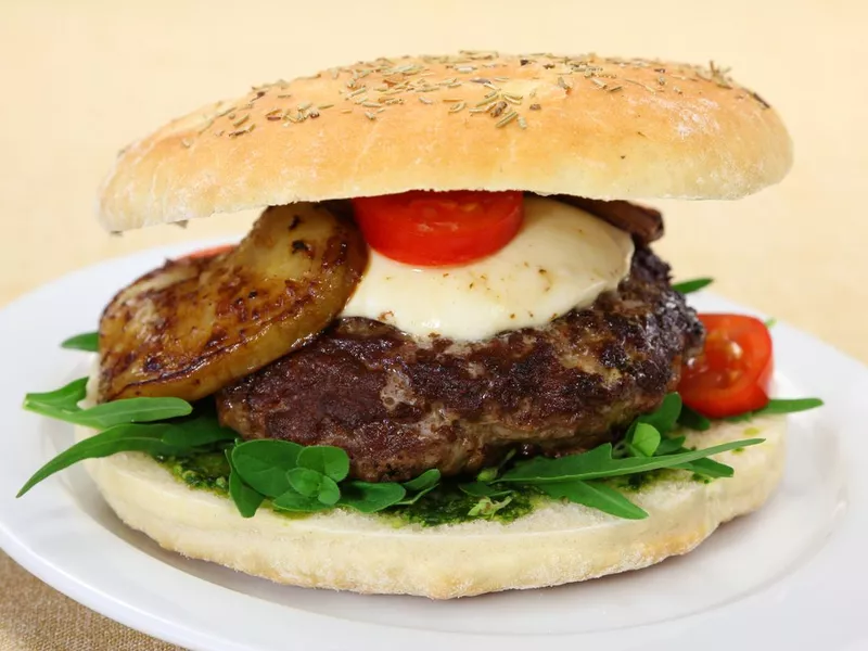 Focaccia burger with eggplant