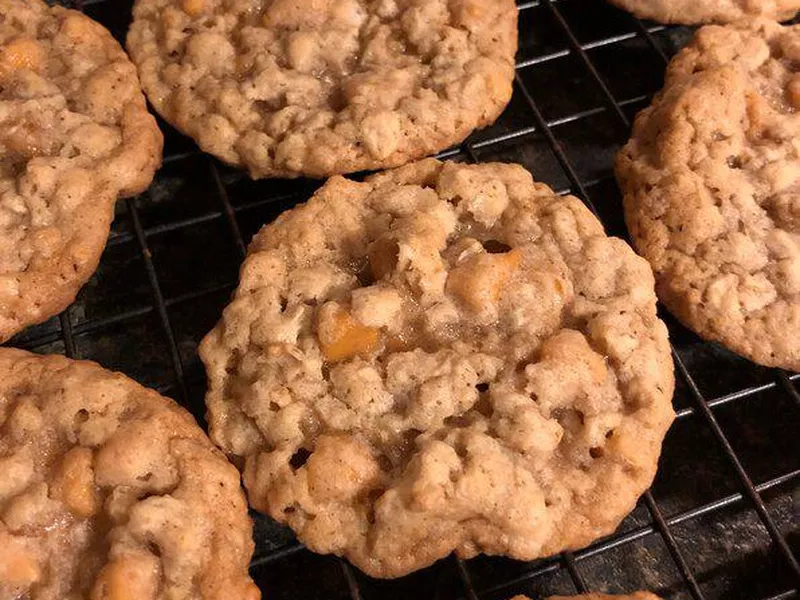 Oatmeal butterscotch on cookie sheet