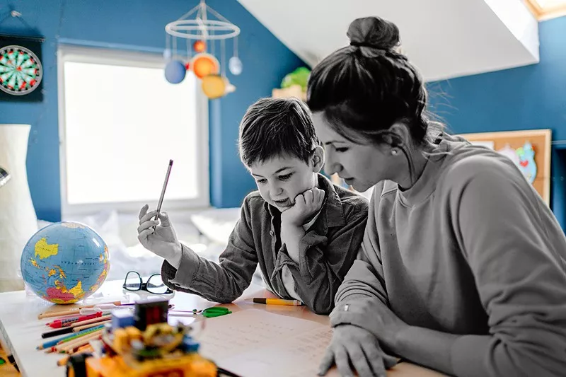 mother and son math homework