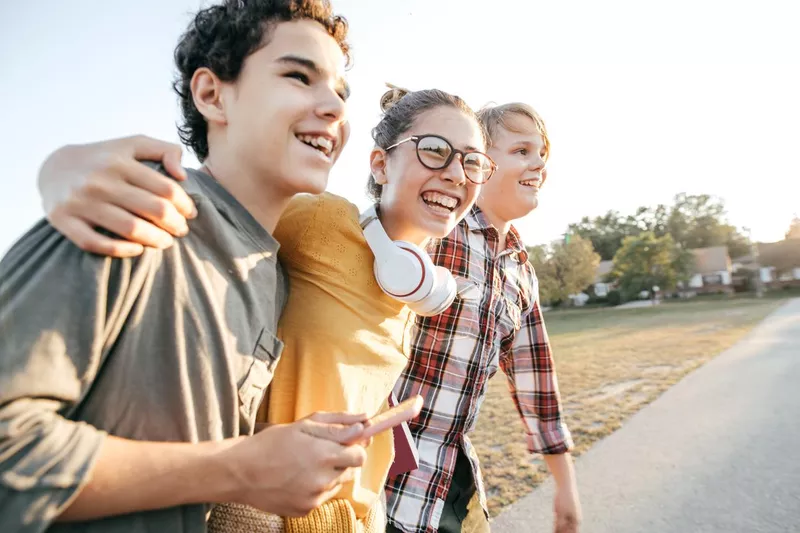 Friends having fun after school