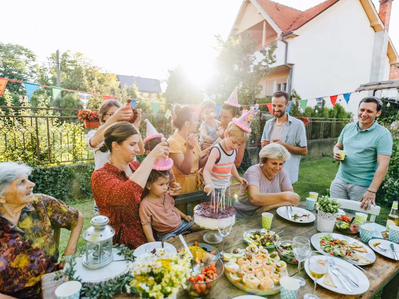 An outdoors birthday party