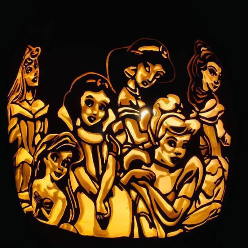 Disney princess jack-o'-lantern faces