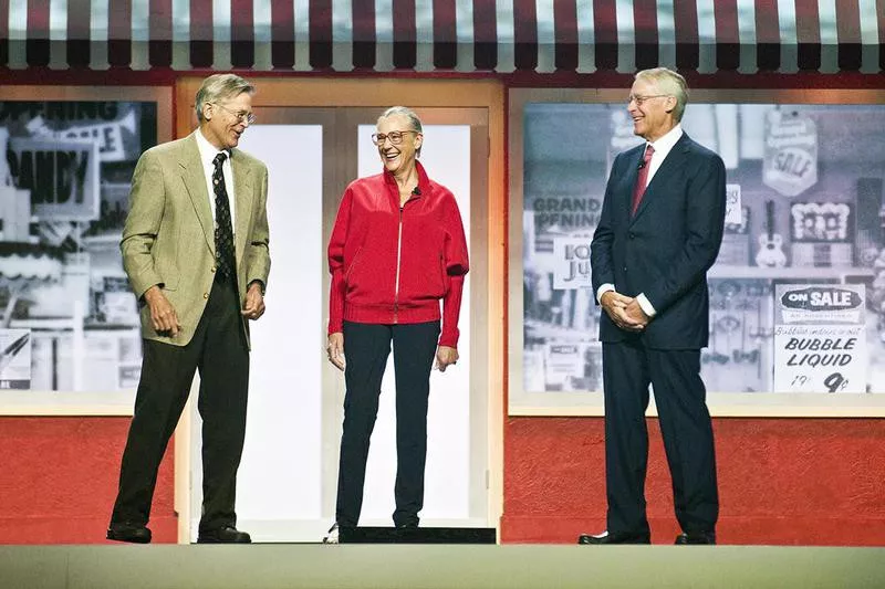 Jim Walton (left), Alice Walton and Rob Walton