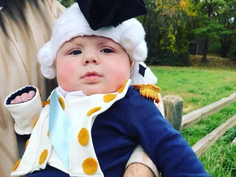 Baby dressed up like George Washington