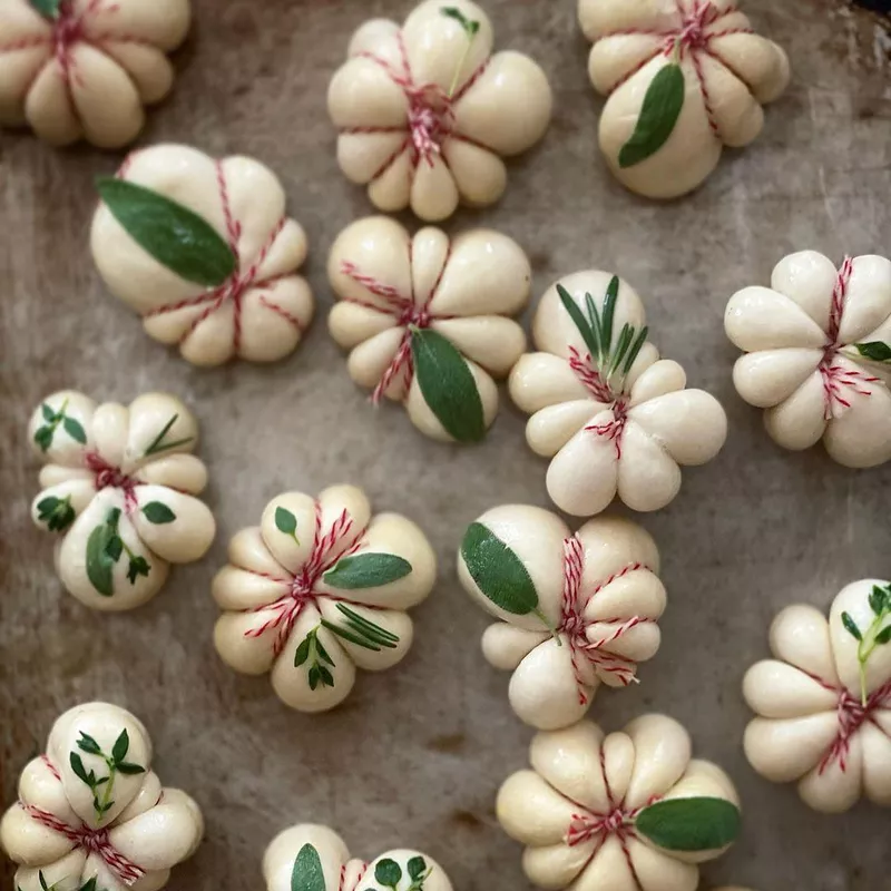 Pumpkin Shaped Dinner Rolls