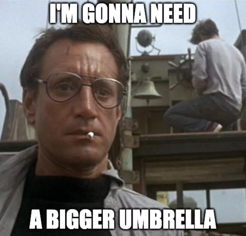 Jaws meme about rainy weather