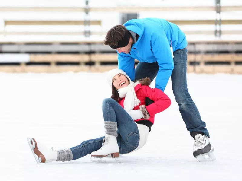 ice skating couple winter fun