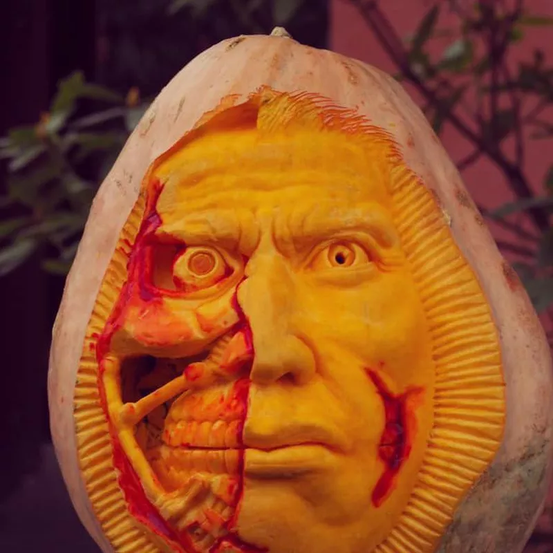 Creepy 3-D jack-o'-lantern face