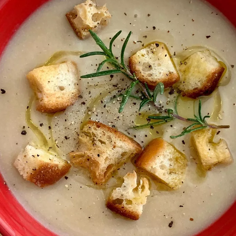 Creamy Cauliflower Soup With Rosemary Olive Oil