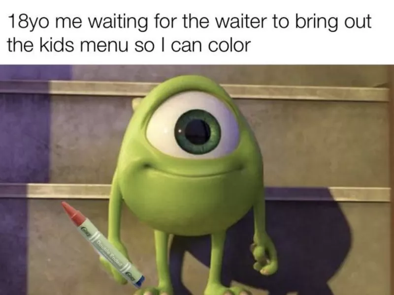 Mike Wazowski with crayon meme