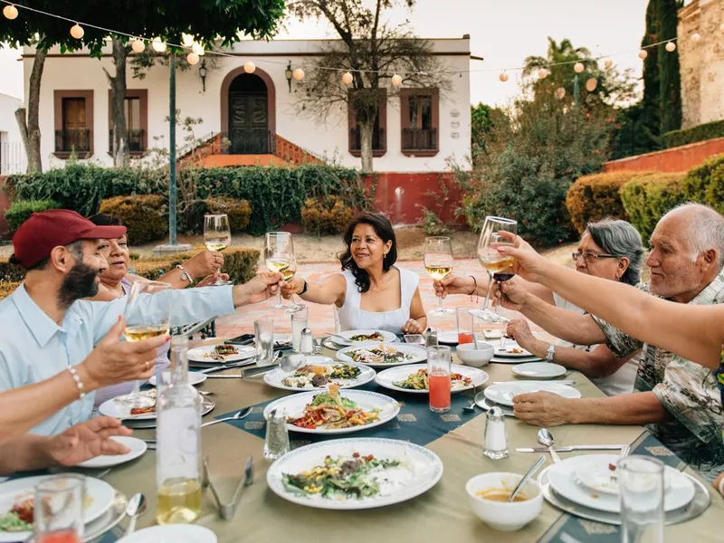 Friends enjoying a meal together