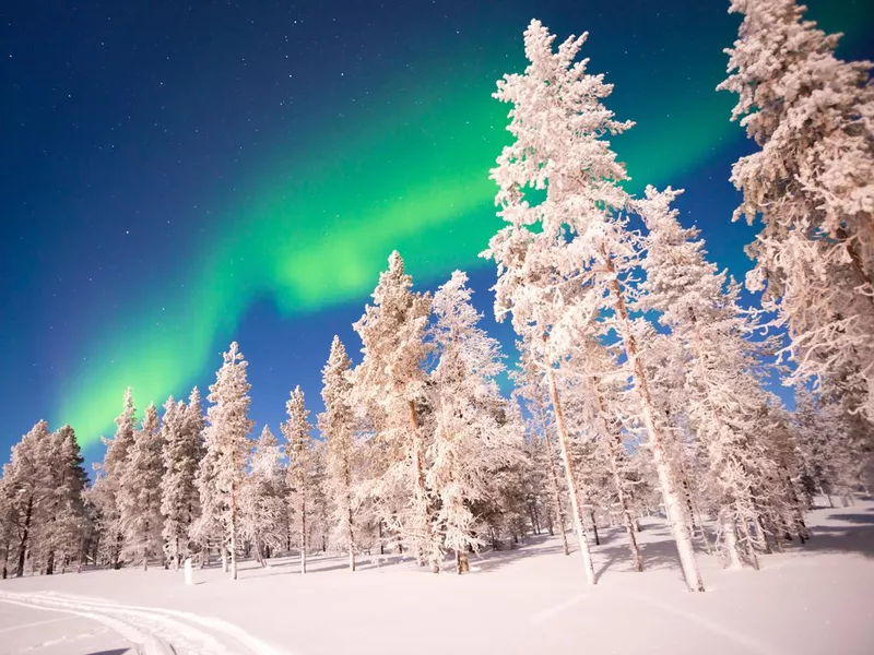 Northern lights, Aurora Borealis in Lapland, Finland