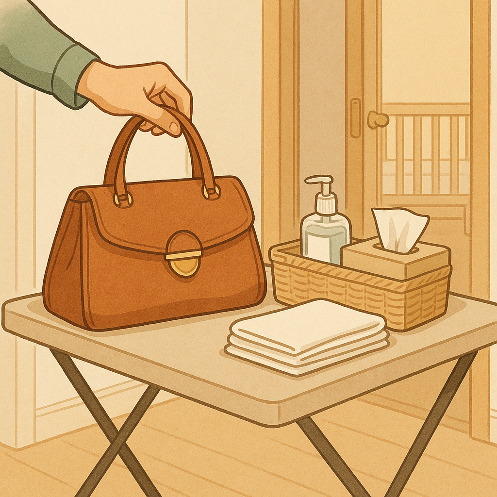 Use a folding table as the "drop zone" (yes, seriously)