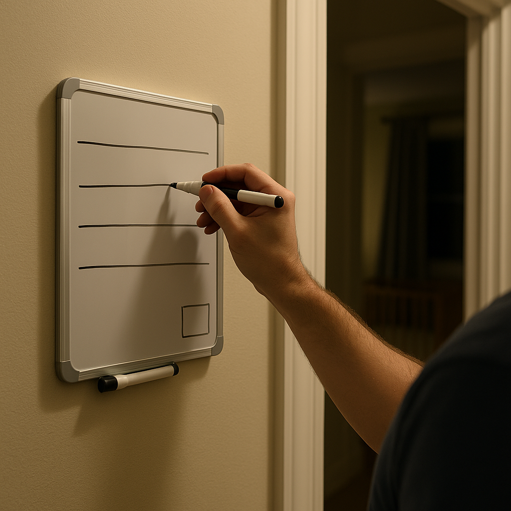 The hallway whiteboard that ends the 2 a.m. argument