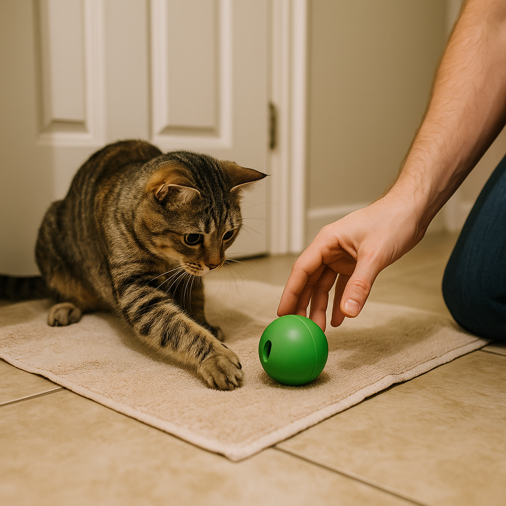 The treat ball is a noise test as much as a puzzle