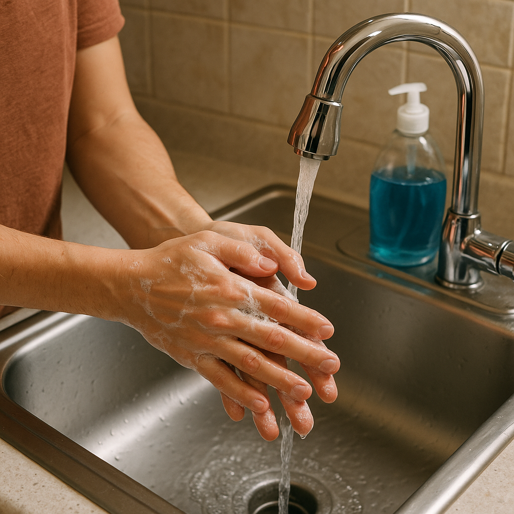 Dish-soap hands as a 30-second body reset