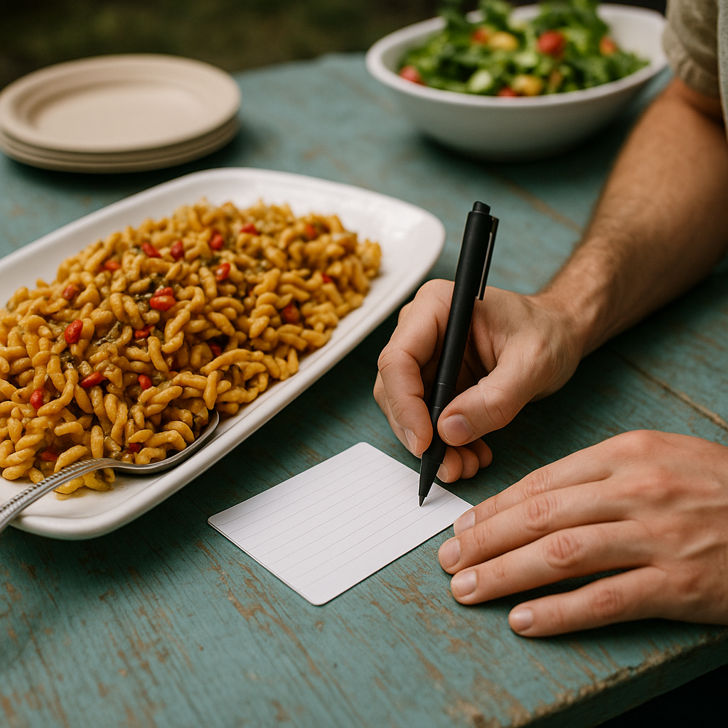 Put the recipe cards under the dish, not on the wall