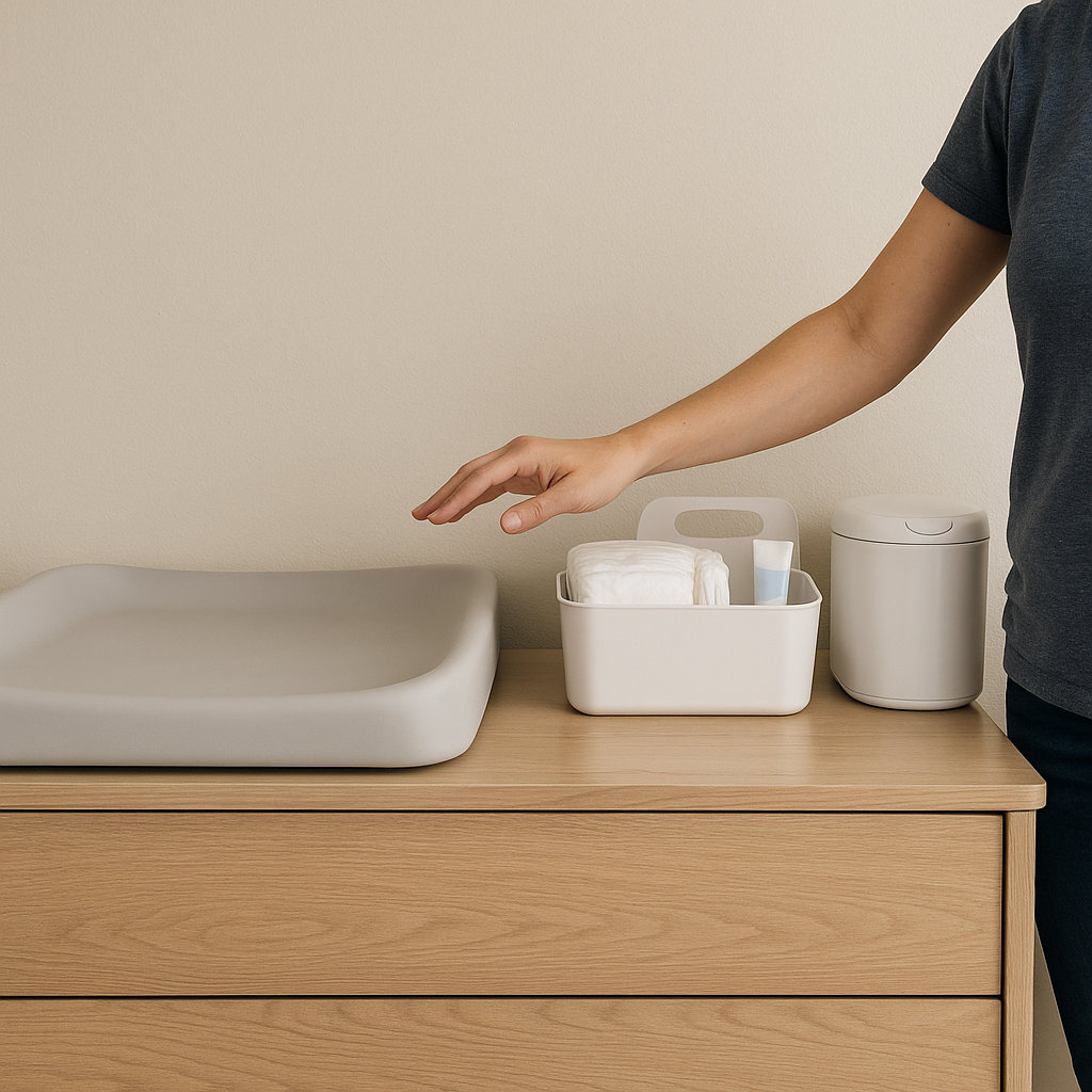One diapering surface, one reach zone, nothing on top