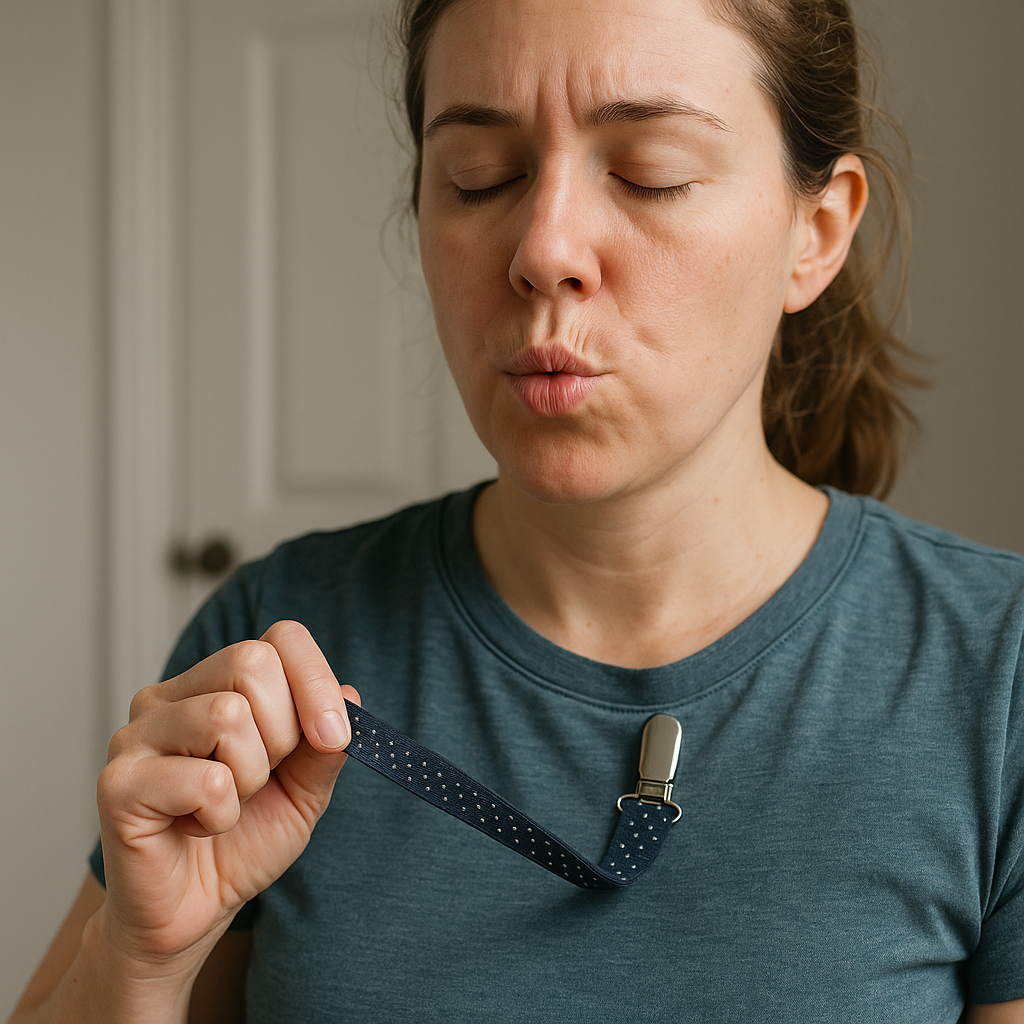 Pacifier clip for your breath, not your baby (yes, really)