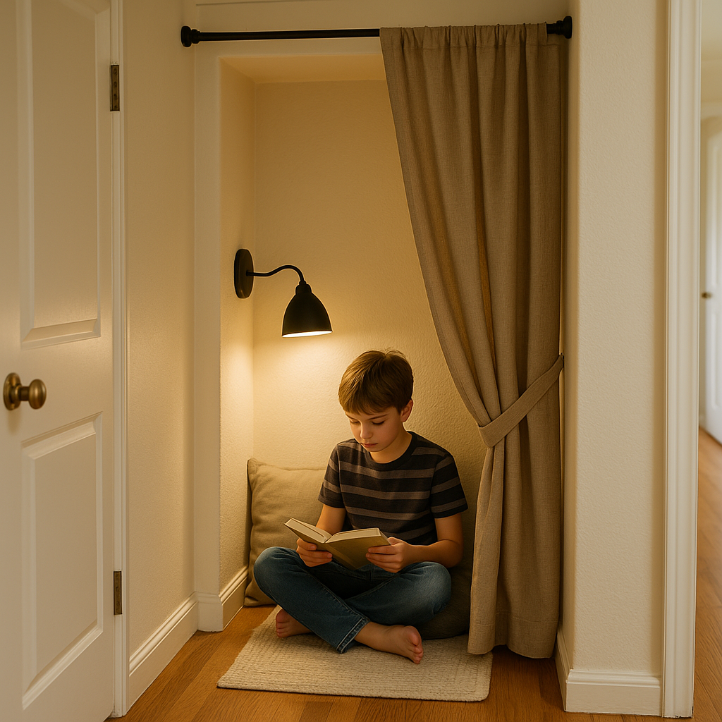 The hallway curtain nook (privacy without disappearance)