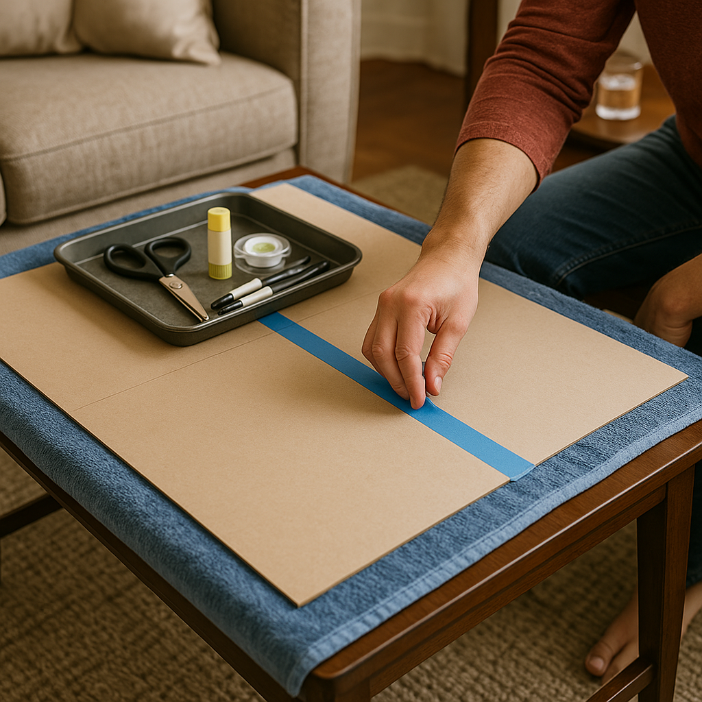 Give the coffee table a hard edge (without buying anything)