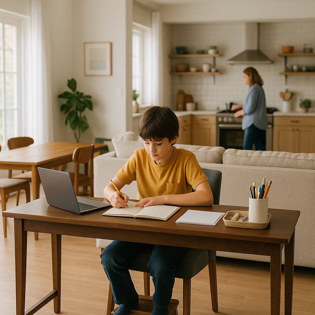 A homework perch that faces the room, not the wall