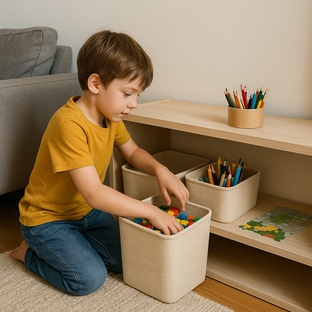 Make one visible shelf the kids can control
