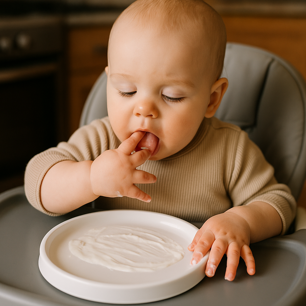 Use the plate as a teaching surface: the yogurt swipe