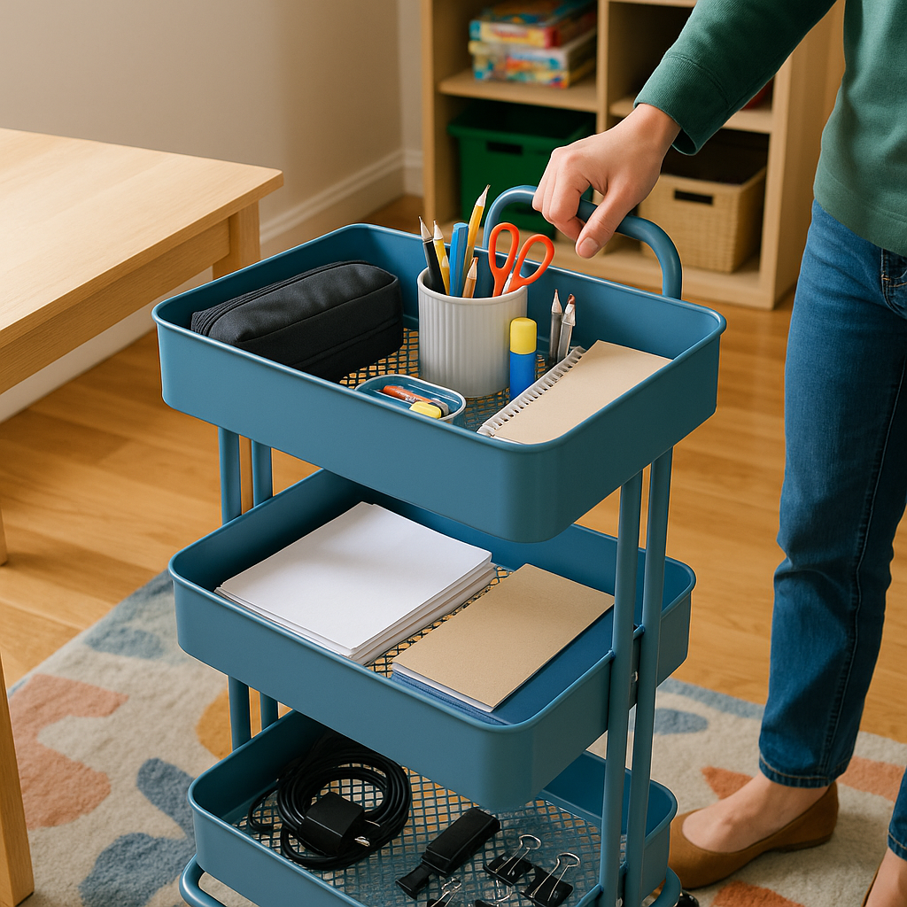 Start with a rolling cart, not a new desk