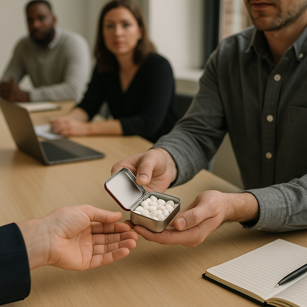 Meeting mints as a permission slip to pause