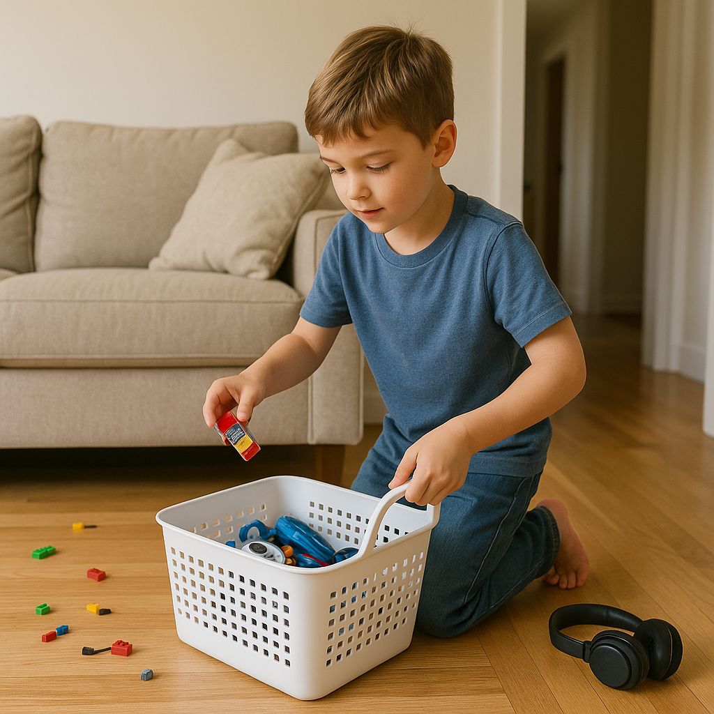 Drop-zone baskets that kids can carry back