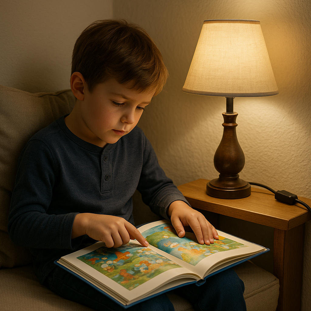 Light that doesn't glare off glossy pages